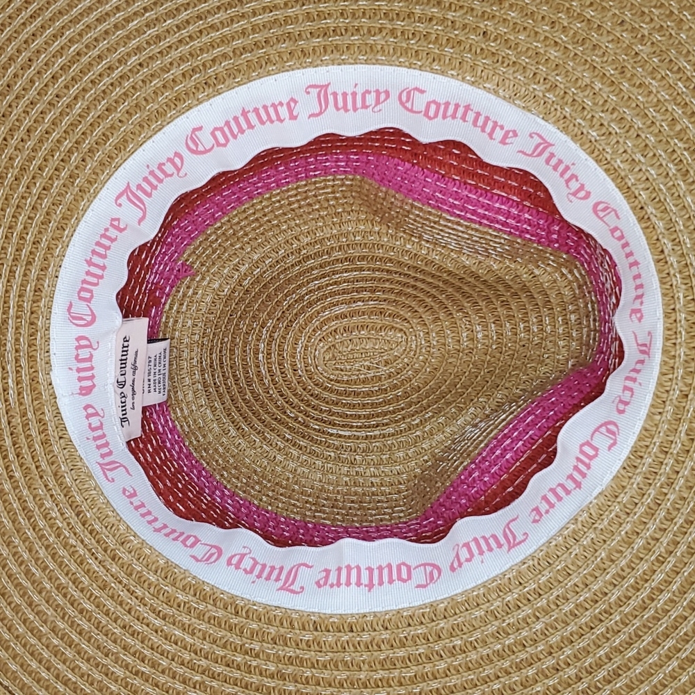 πHPπ Juicy Couture β€οΈπNWTπβ€οΈ Natural Straw Fedora Hot Pink & Red Stripe!β€οΈπ - Picture 11 of 14